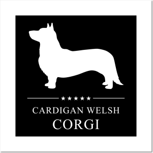 Cardigan Welsh Corgi Dog White Silhouette Posters and Art